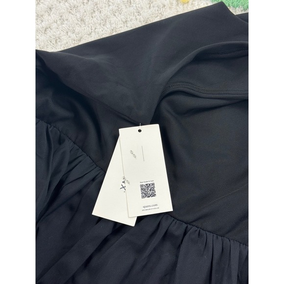 SPANX Black Jersey Bodice Square‎ Neck Midi Dress Comfort Fit Size L - Picture 12 of 13